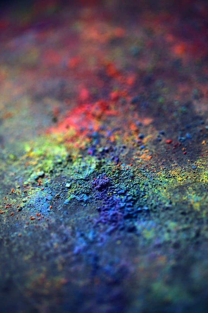 Close-up photo of vibrant color powder capturing the essence of creativity and joy.